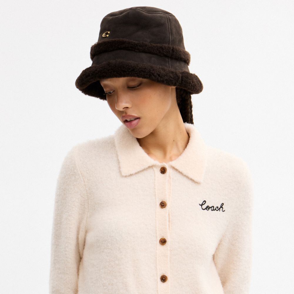 COACH®, シアリング バケット ハット, ファッション雑貨,ﾀﾞｰｸ ﾁｮｺﾚｰﾄ,Detail View