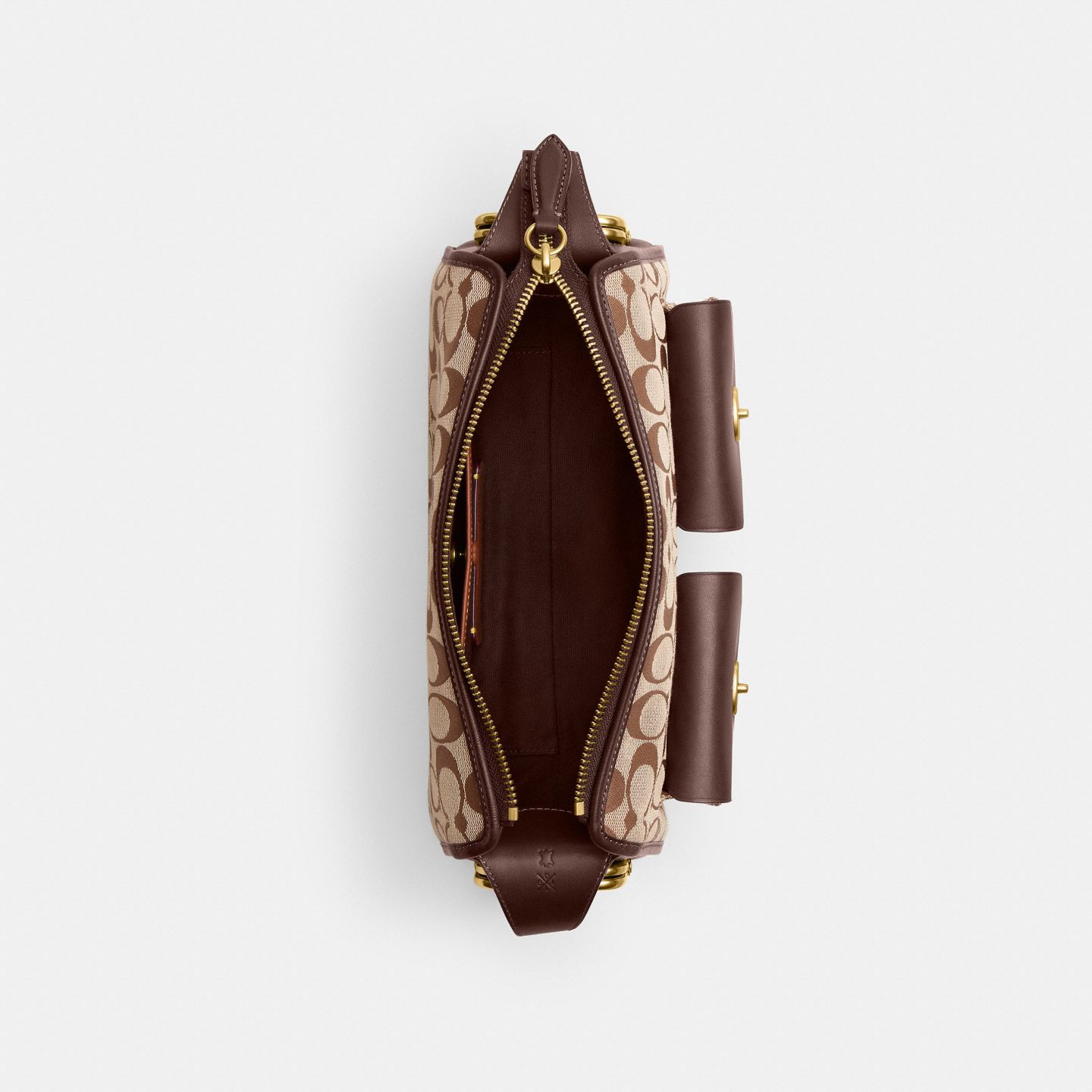 Женская сумка Coach Turnlock Haversack Bag 27 In Signature Jacquard, цвет: Хаки кленовый — фото 5