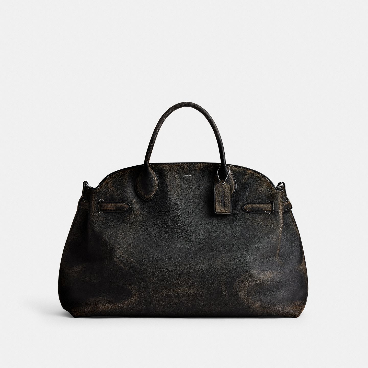 Мужская сумка Coach Soft Empire Carryall Bag 48 In Loved Leather, цвет: Чёрный — фото 1