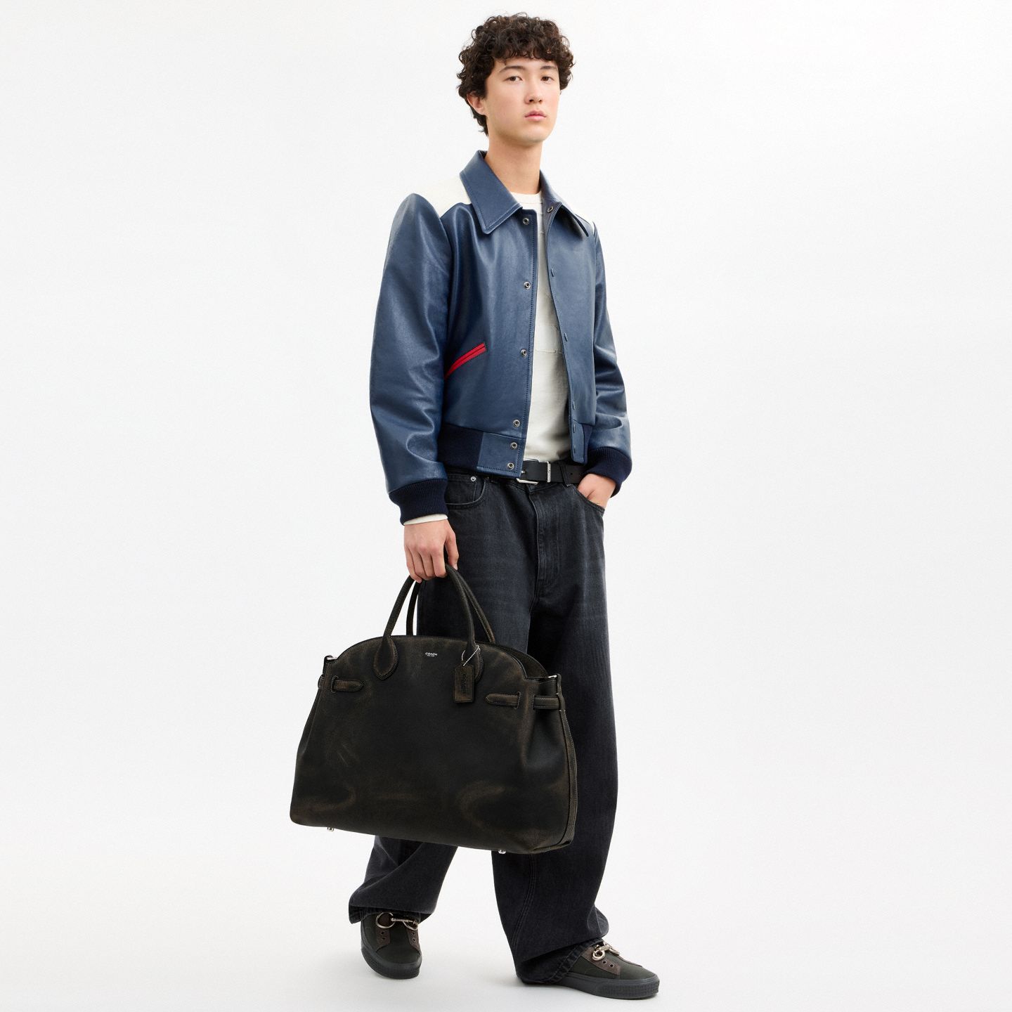Мужская сумка Coach Soft Empire Carryall Bag 48 In Loved Leather, цвет: Чёрный — фото 5