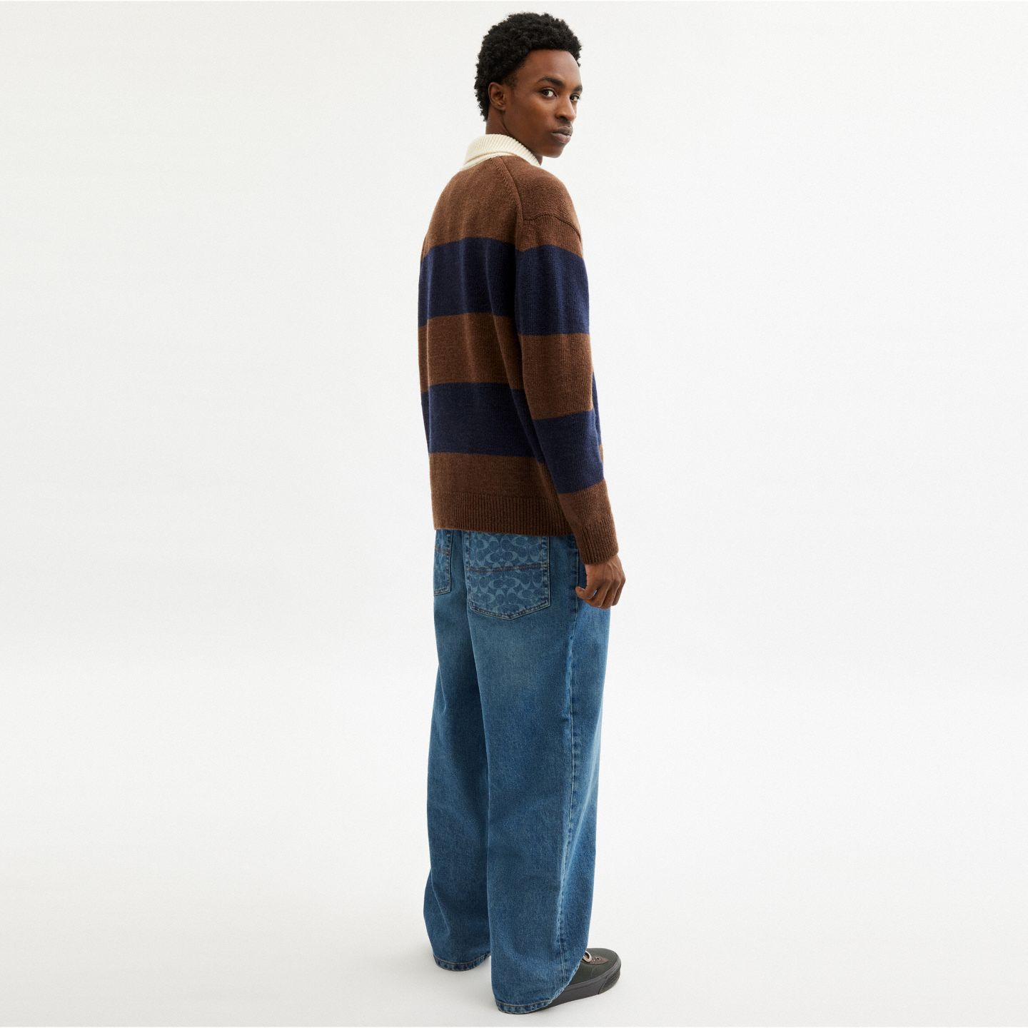 Мужской свитер Coach Knit Rugby Polo, цвет: Коричневый / Разноцветный — фото 3