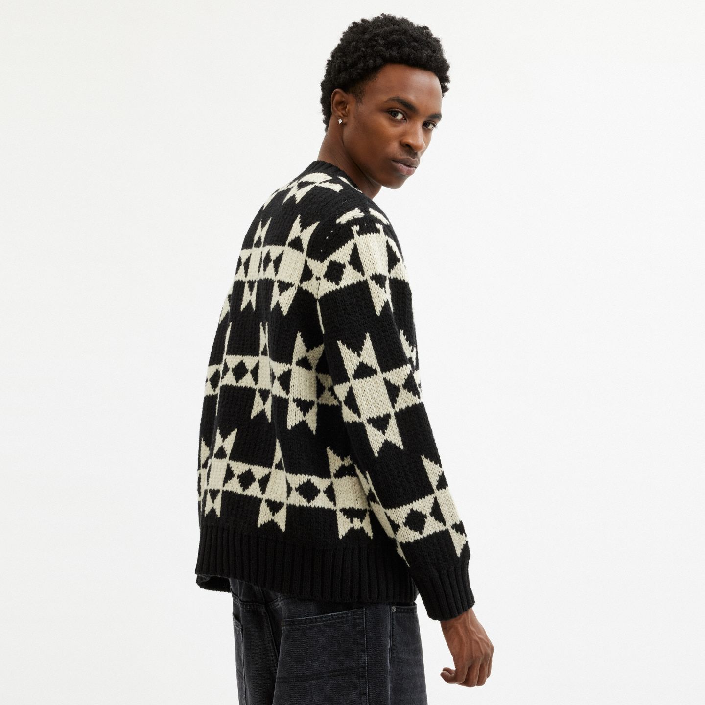 Мужской свитер Coach Jacquard, цвет: Чёрный / Белый — фото 3