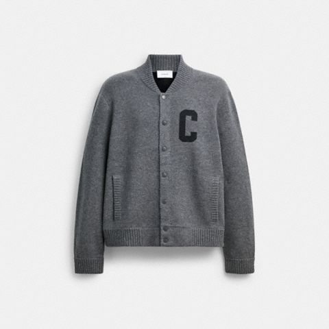 Мужской свитер Coach Double Face Bomber, цвет: Тёмный серый