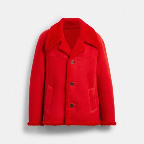 Мужская куртка Coach Shearling Dock Workers, цвет: Красный