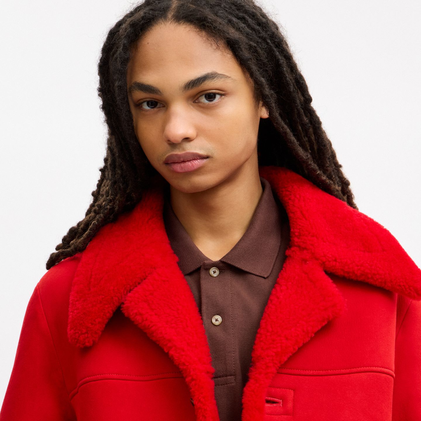 Мужская куртка Coach Shearling Dock Workers, цвет: Красный — фото 4