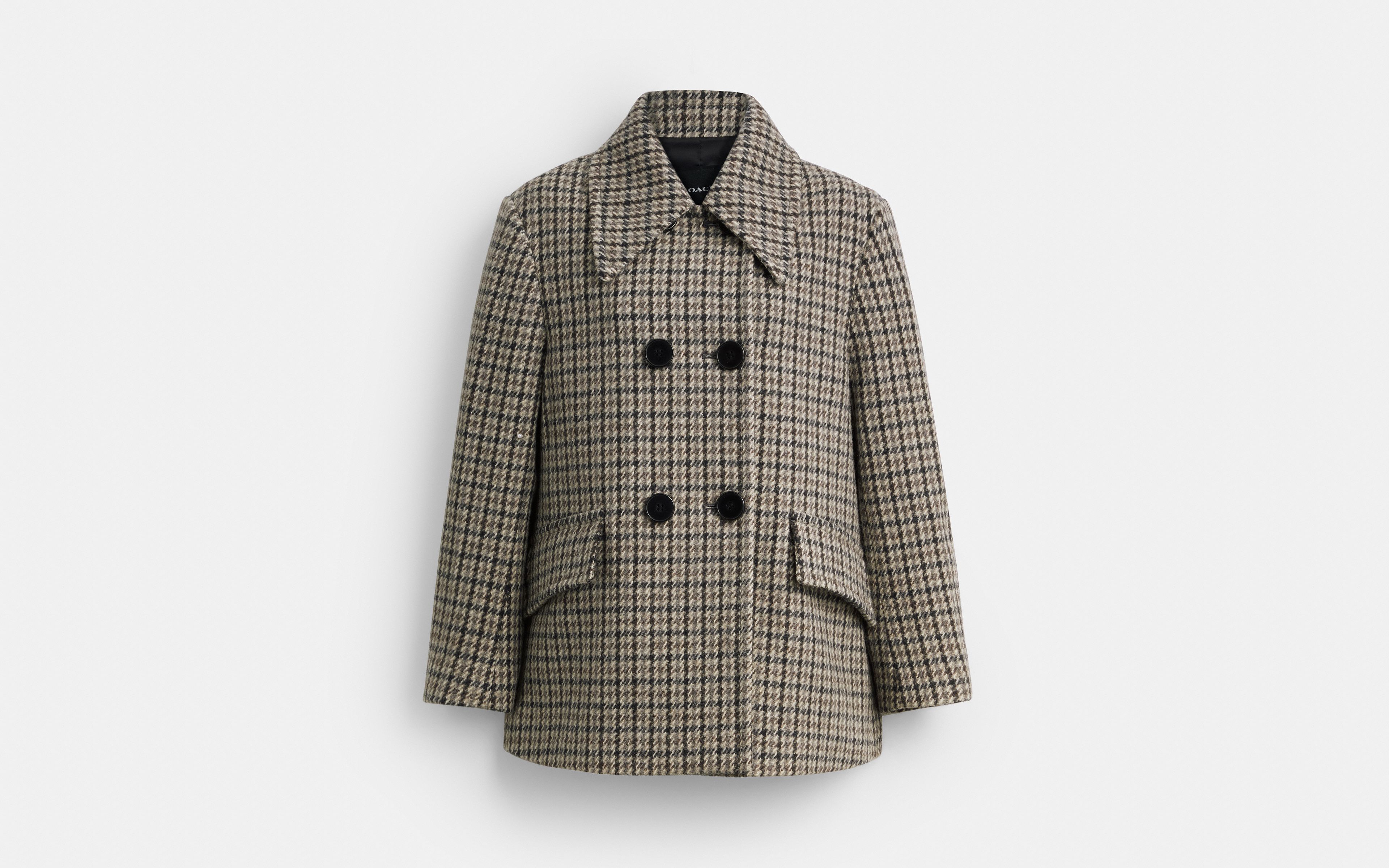 Houndstooth Wool Coat