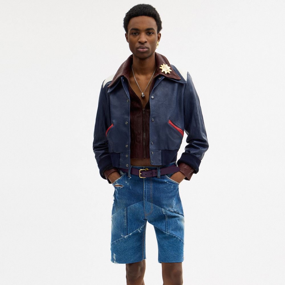 COACH®,Buy Now Leather Varsity Jacket,,Scale View