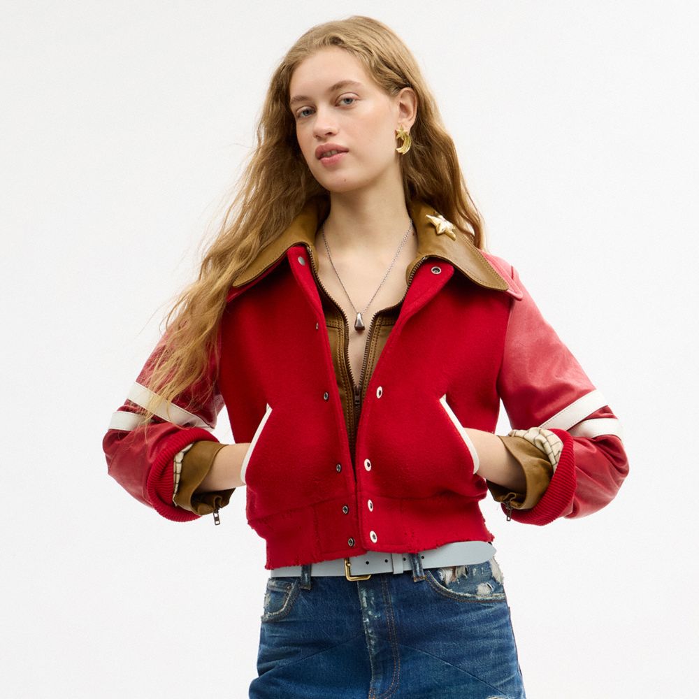 Buy Now Stripe Wool Varsity Jacket