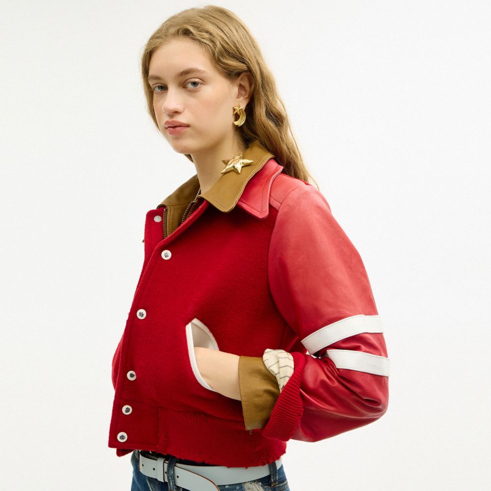 Buy Now Stripe Wool Varsity Jacket