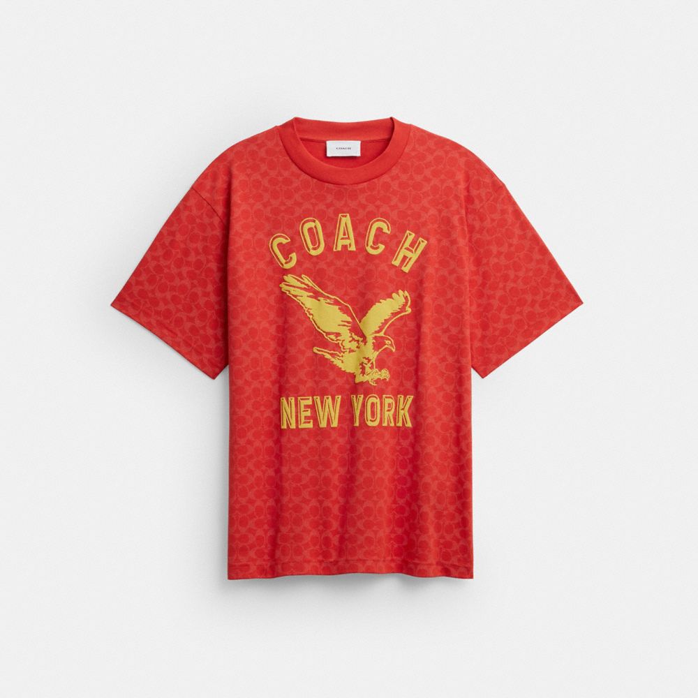 COACH®,Eagle Short Sleeve Relaxed T-Shirt In Organic Cotton,,Front View