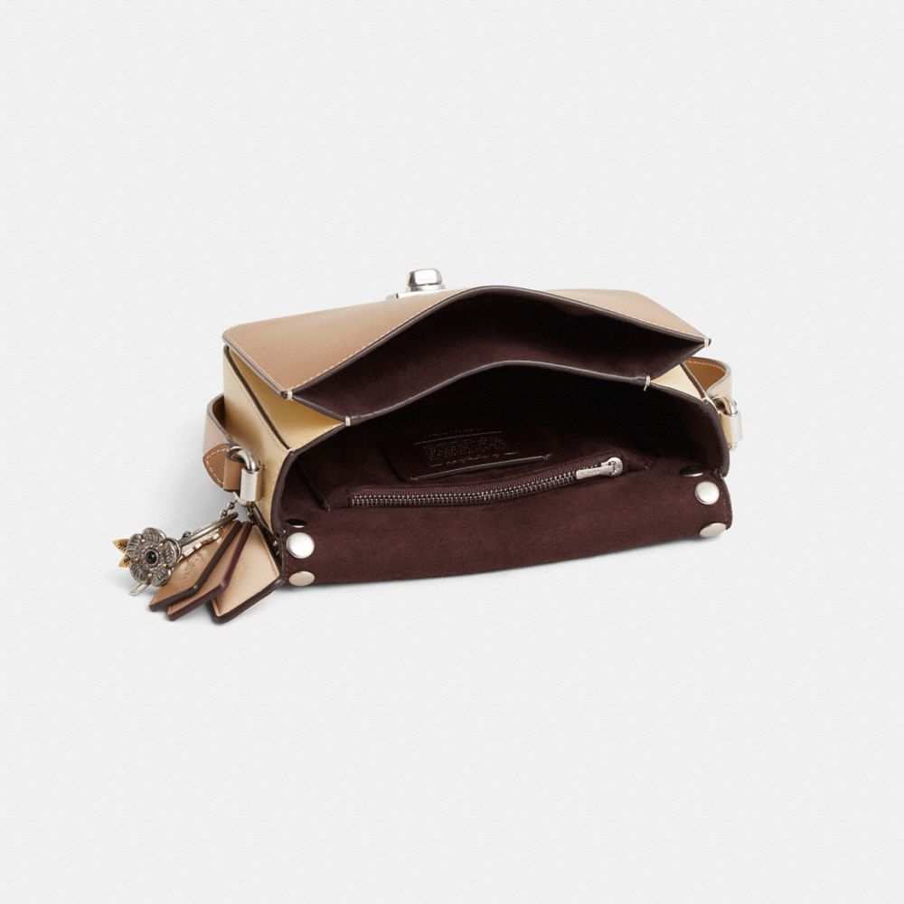 COACH®,Upcrafted Hutton Saddle Bag In Colorblock,Beige,Inside View,Top View