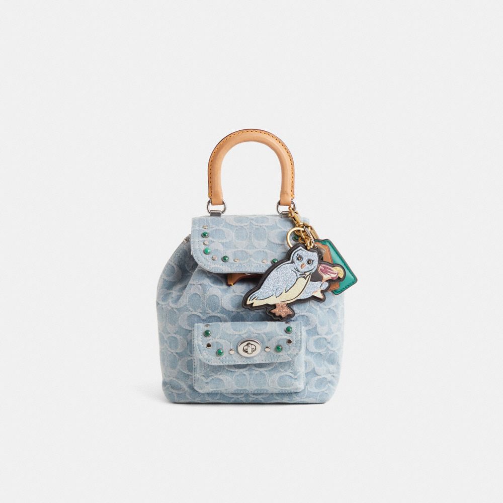 COACH®,Upcrafted Riya Backpack 21 In Signature Denim,Blue,Front View