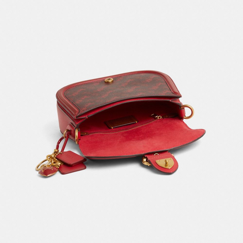 COACH®,Reloved Beat Saddle Bag,Red,Inside View,Top View