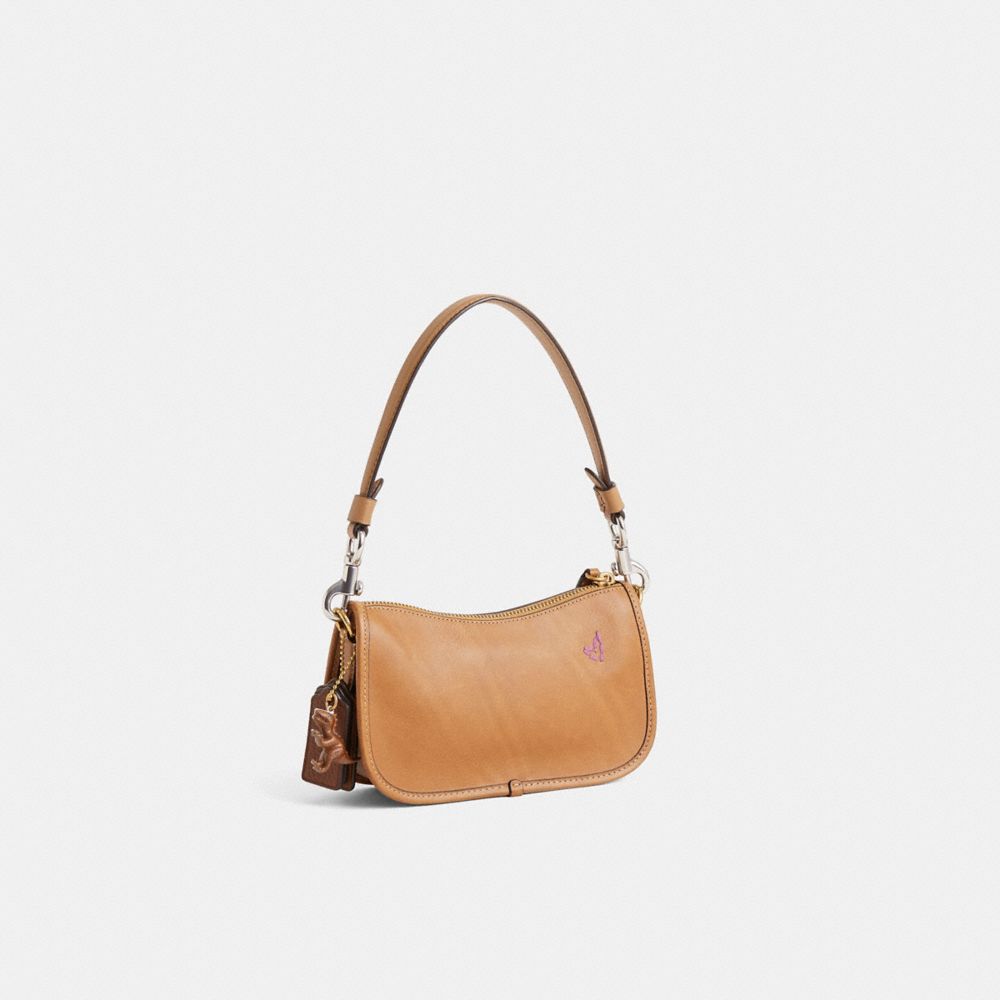 COACH®,Upcrafted Swinger Bag 20 In Original Natural Leather,Brown,Angle View
