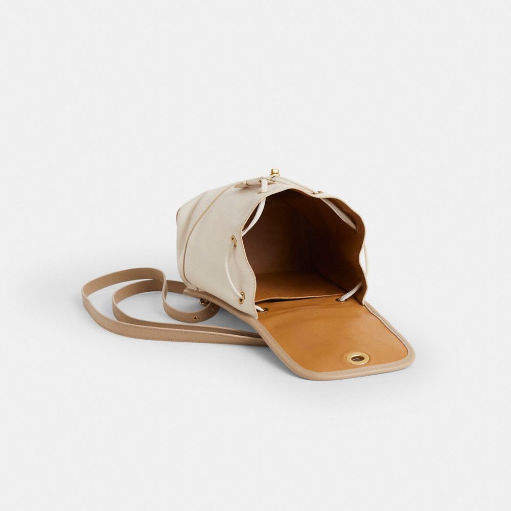 COACH®,Upcrafted Turnlock Backpack,Cream,Inside View,Top View