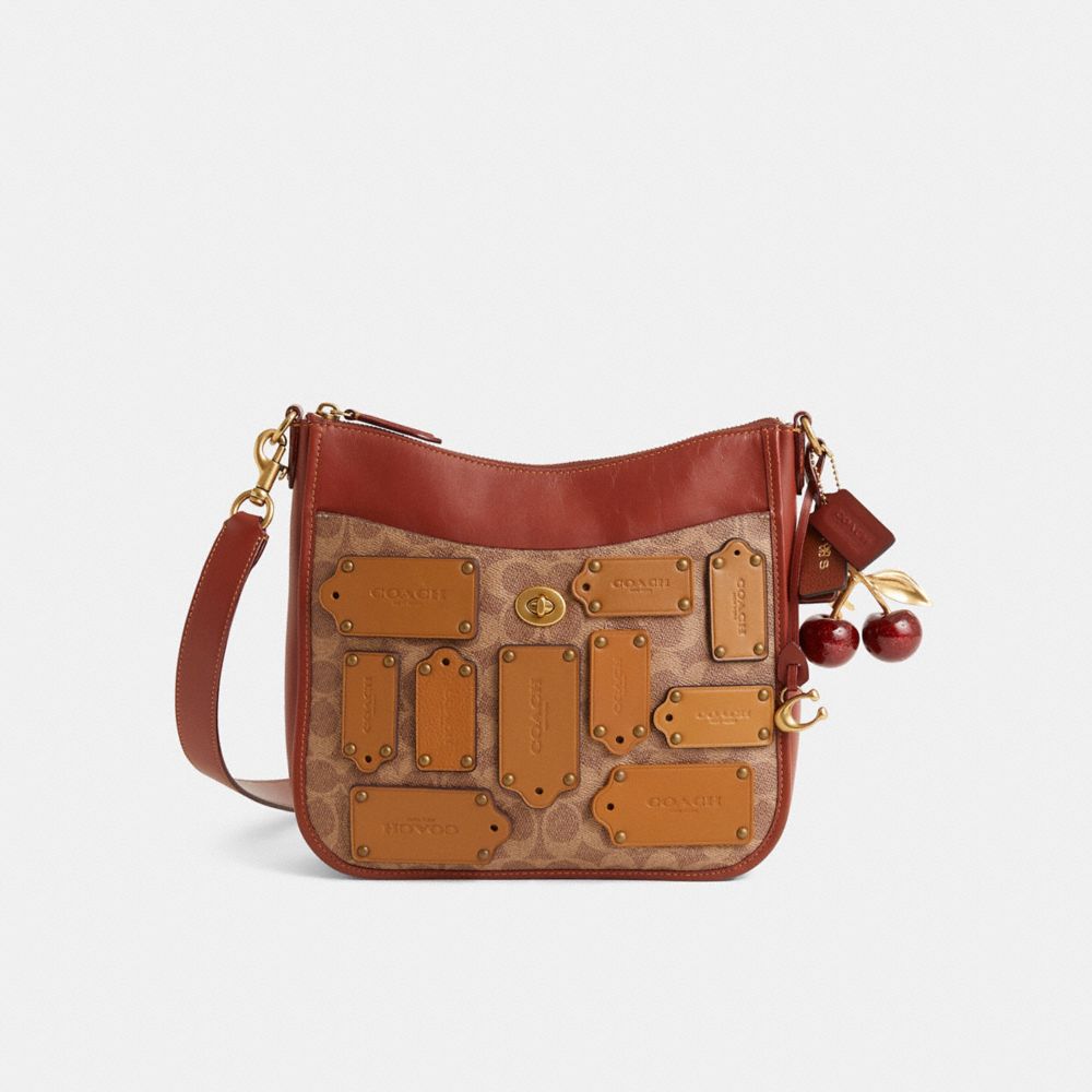 COACH®,Upcrafted Chaise Crossbody Bag In Signature Canvas,Brown,Front View