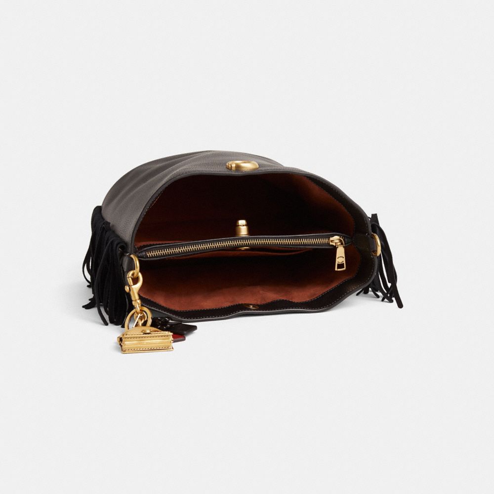 COACH®,Upcrafted Willow Soft Bucket Bag,Black,Inside View,Top View