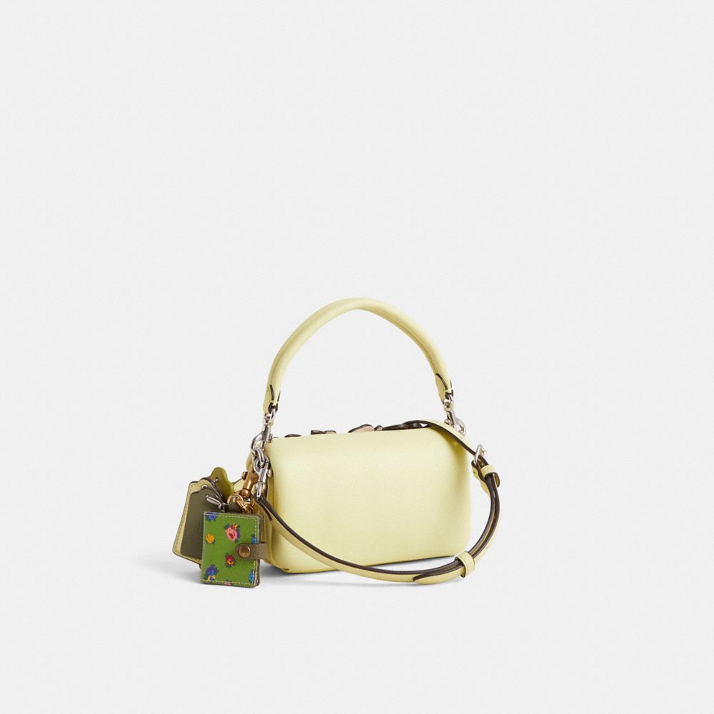 COACH®,Reloved Pillow Tabby Shoulder Bag 18,Snakeskin,Leather,Shoulder Bag,Metal Material,Floral Embellishment,Sustainable...,Yellow,Angle View