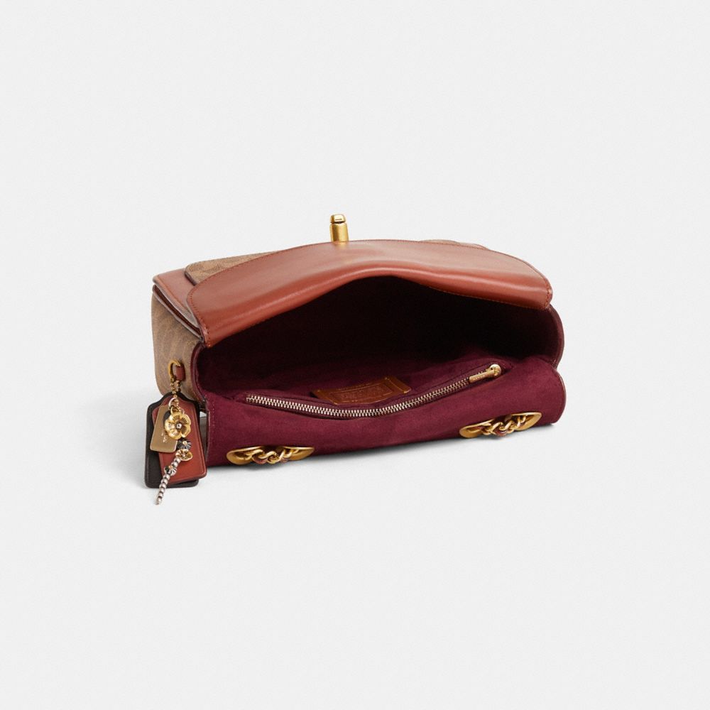 COACH®,Upcrafted Madison Shoulder Bag In Signature Canvas,Brown,Inside View,Top View