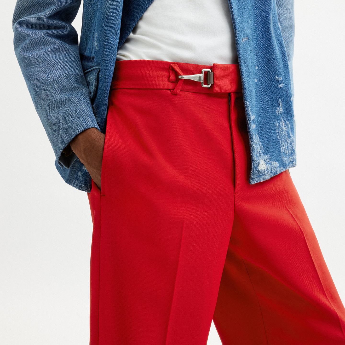 Мужские брюки Coach Solid Flare Trousers, цвет: Винтажный красный — фото 4