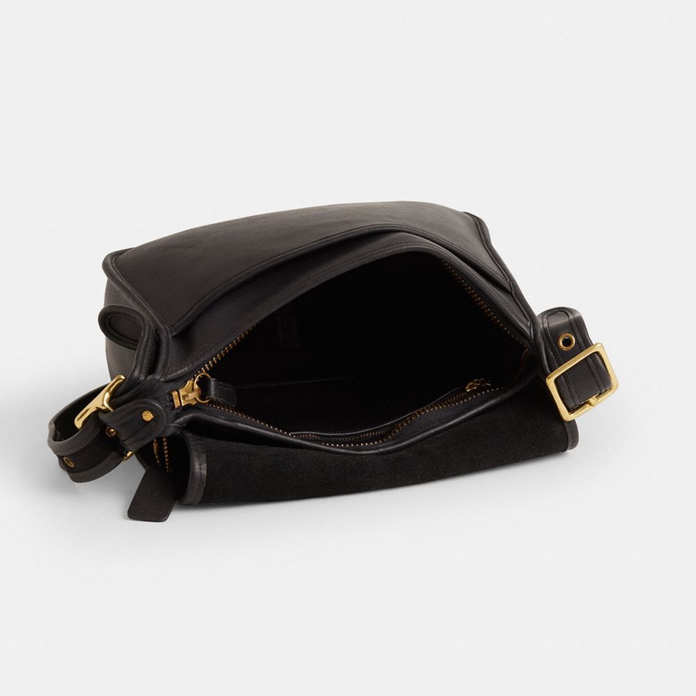 COACH®,Vintage Patricia's Legacy Bag,Leather,Crossbody,Metal Material,Metal,Sustainable,Adjustable,Gold Metal,Casual,Black,Inside View,Top View