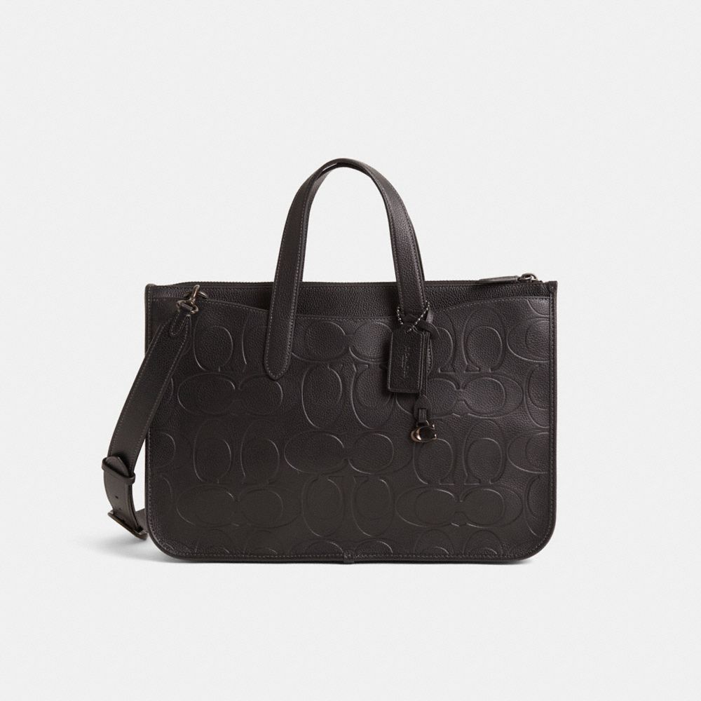 COACH®,Restored Isaac Workbag In Maxi Signature Leather,,Front View