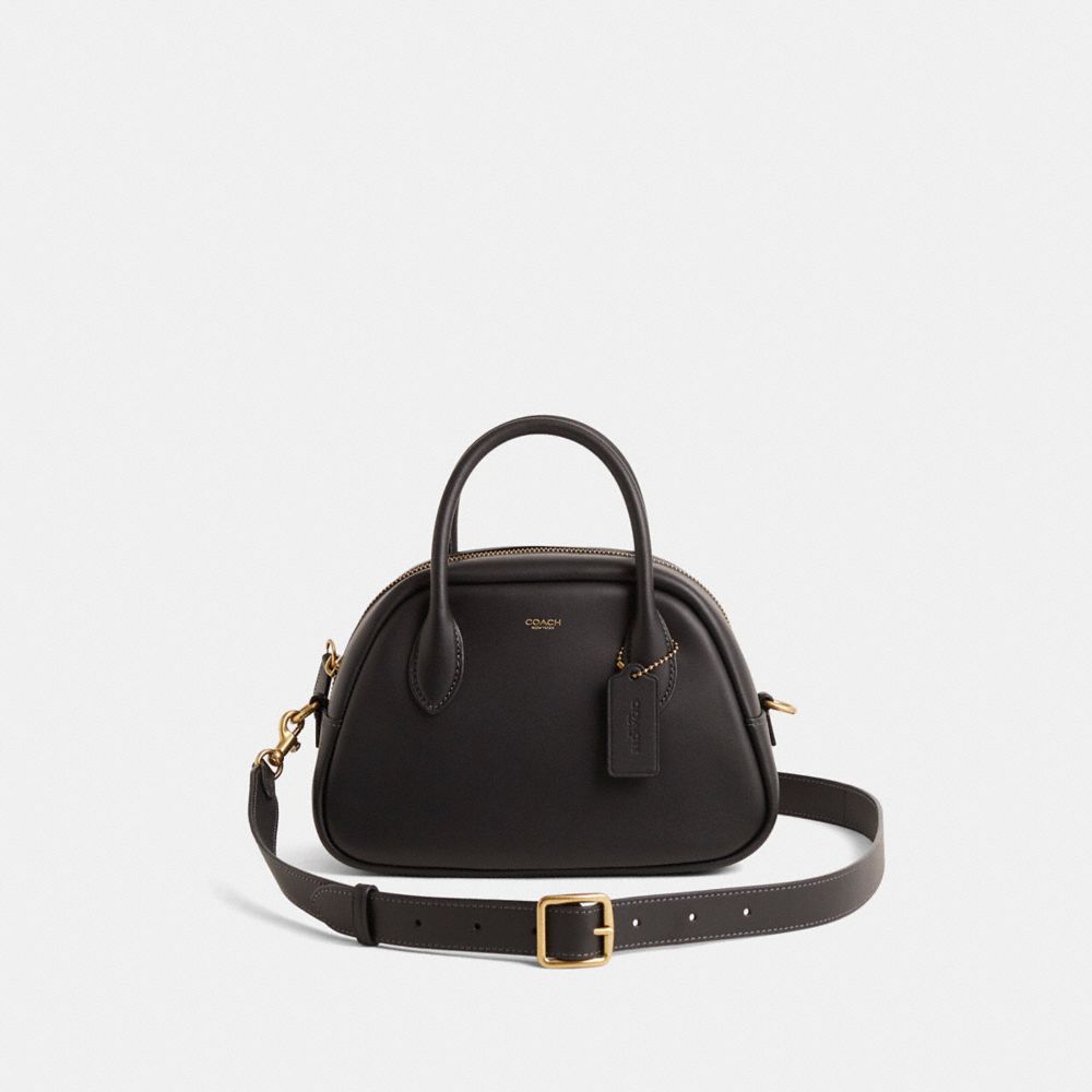 COACH®,Restored Chain Tabby Shoulder Bag,Leather,Shoulder Bag,Metal Material,Metal,Logo,Pendant,Adjustable,Sustainable,Gol...,Black,Front View