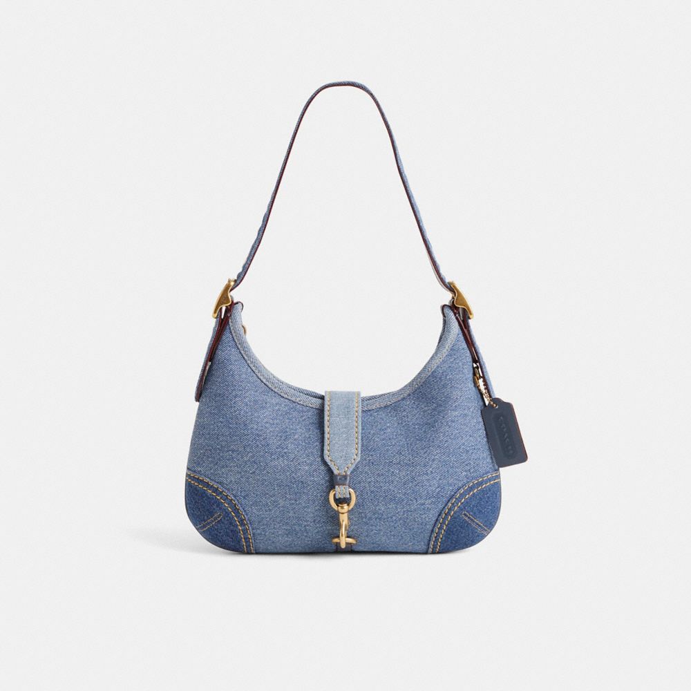 COACH®,Restored Hamptons Hobo Bag With Denim,,Front View