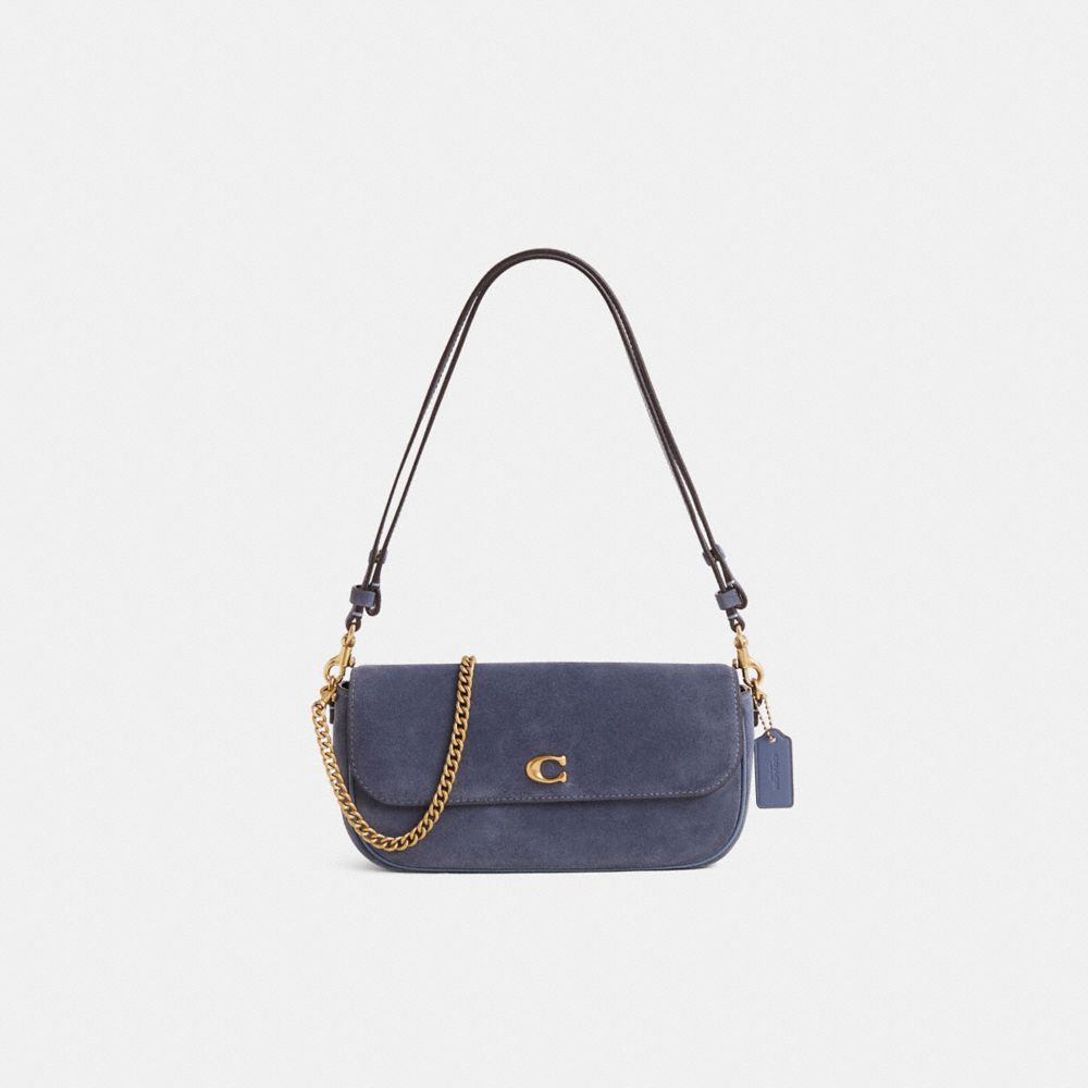 COACH®,Restored Brook Flap Chain Bag,Calfskin Leather,Suede,Crossbody,Metal Material,Chain Detail,Logo,Adjustable,Sustaina...,,Front View