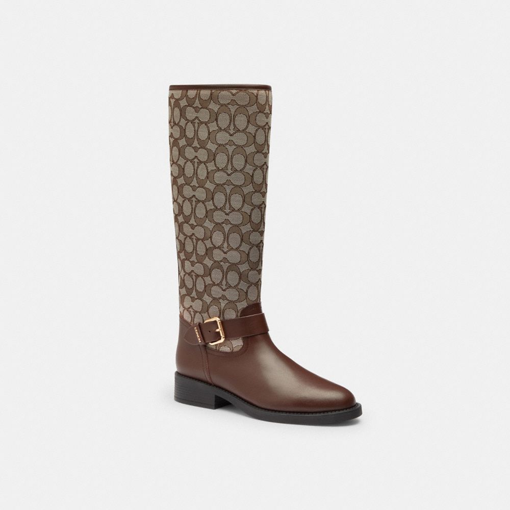 COACH®,Riding Boot In Signature Jacquard,,Front View