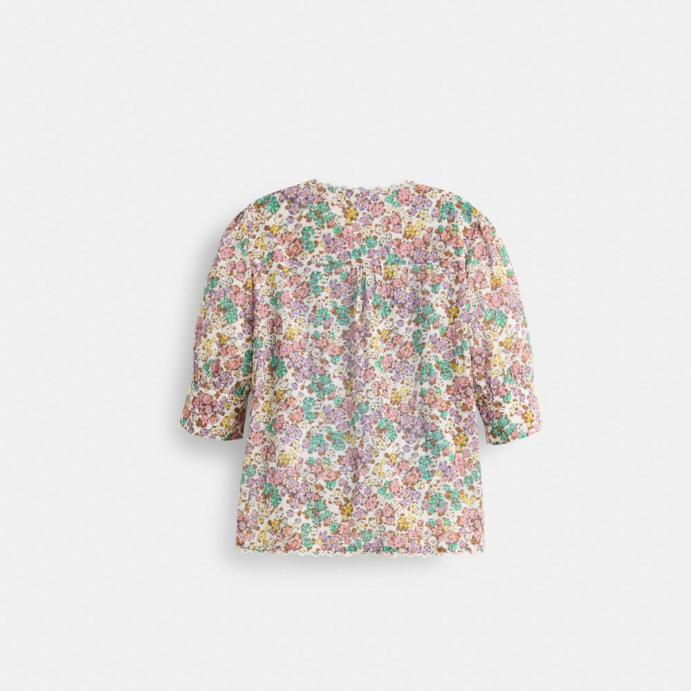 COACH®,Restored Printed Broderie Anglaise Bib Shirt,,Back View