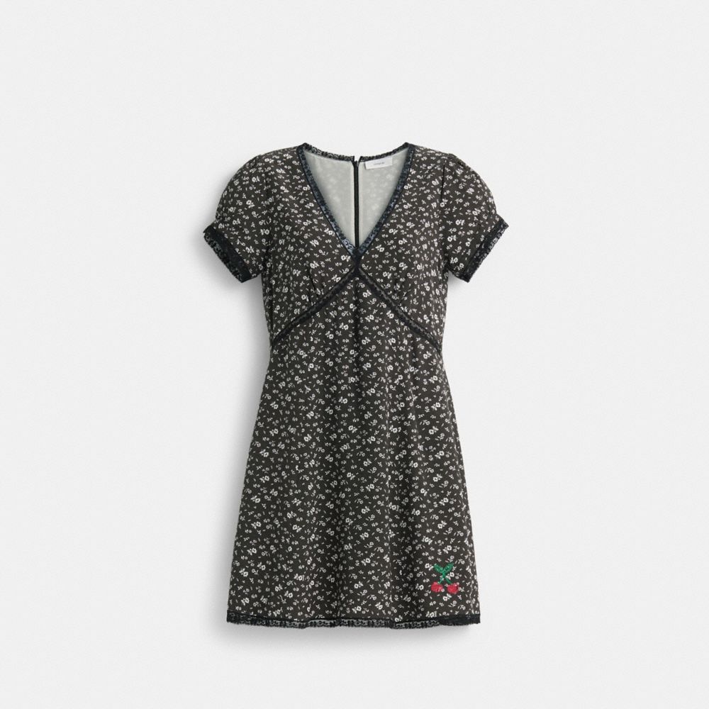 COACH®,Restored Floral V-Neck Dress,,Front View