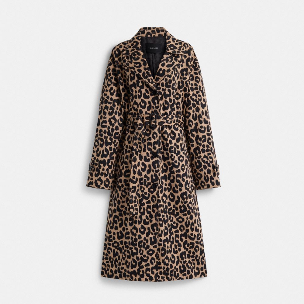 COACH®,Restored Leopard Oversized Trench Coat,,Front View
