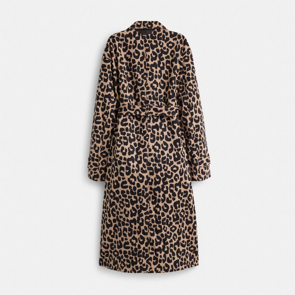 COACH®,Restored Leopard Oversized Trench Coat,,Back View