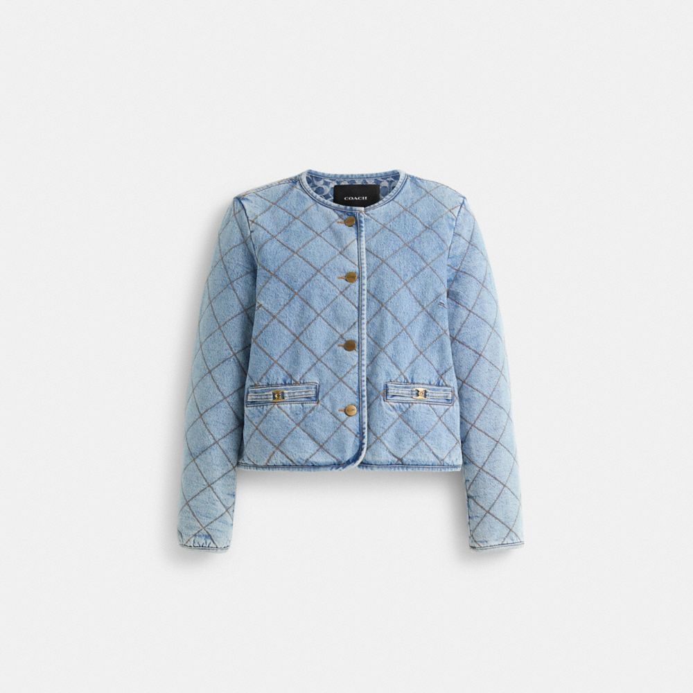 COACH®,Restored Heritage C Quilted Denim Jacket,,Front View
