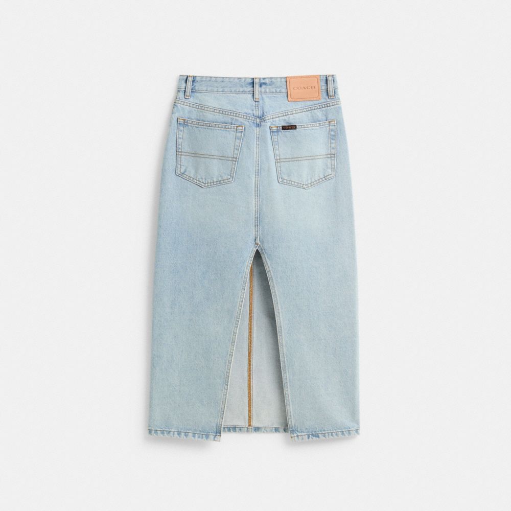 COACH®,Restored Long Denim Skirt,,Back View