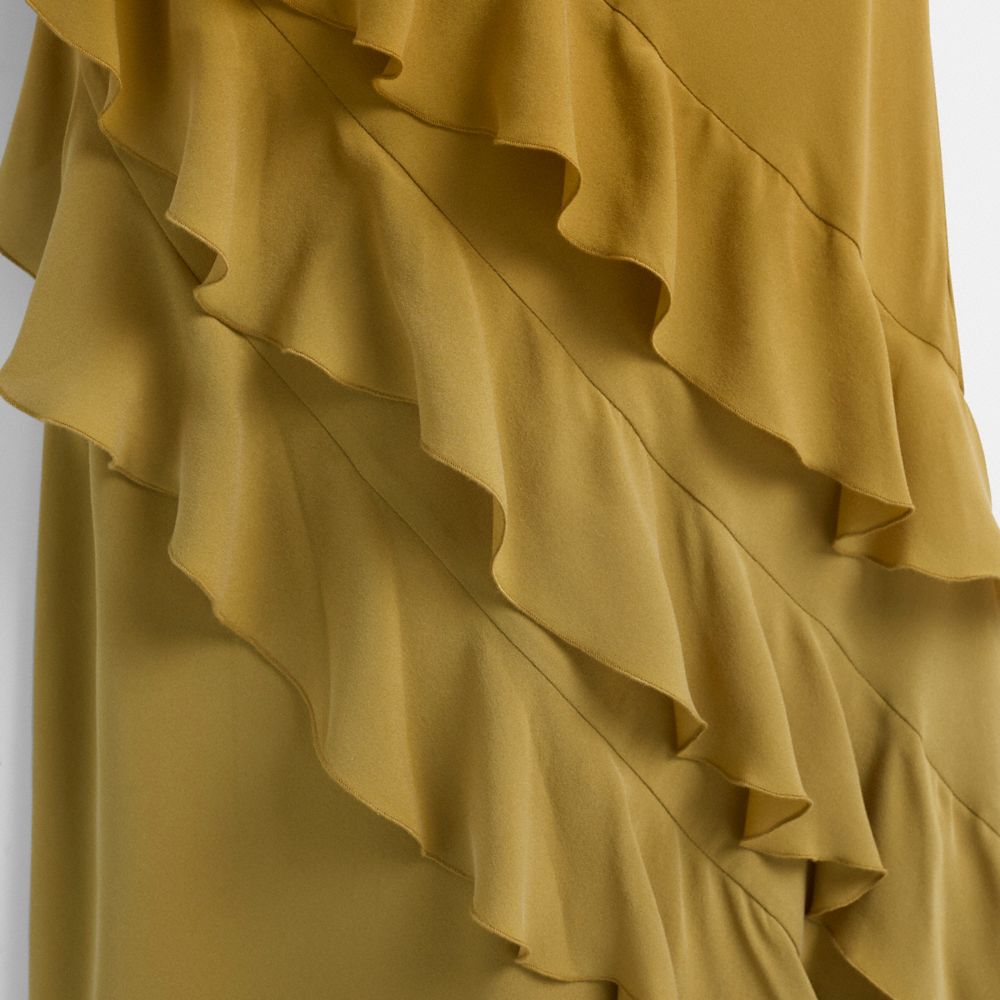 COACH®,Restored Bias Dress With Ruffle Neckline,,Scale View