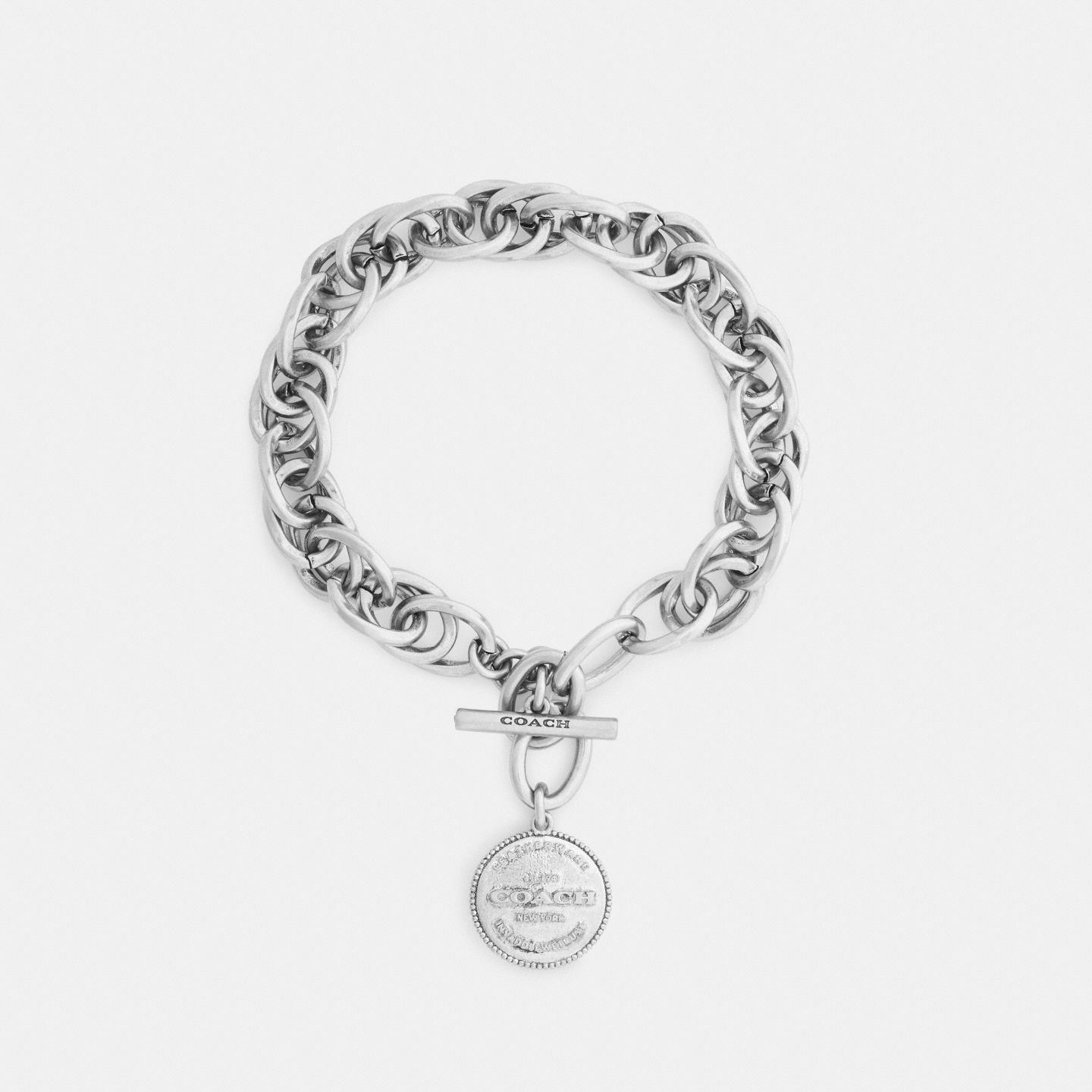 Женские украшения Coach Statement Coin Chain Bracelet, цвет: Серебряный — фото 2