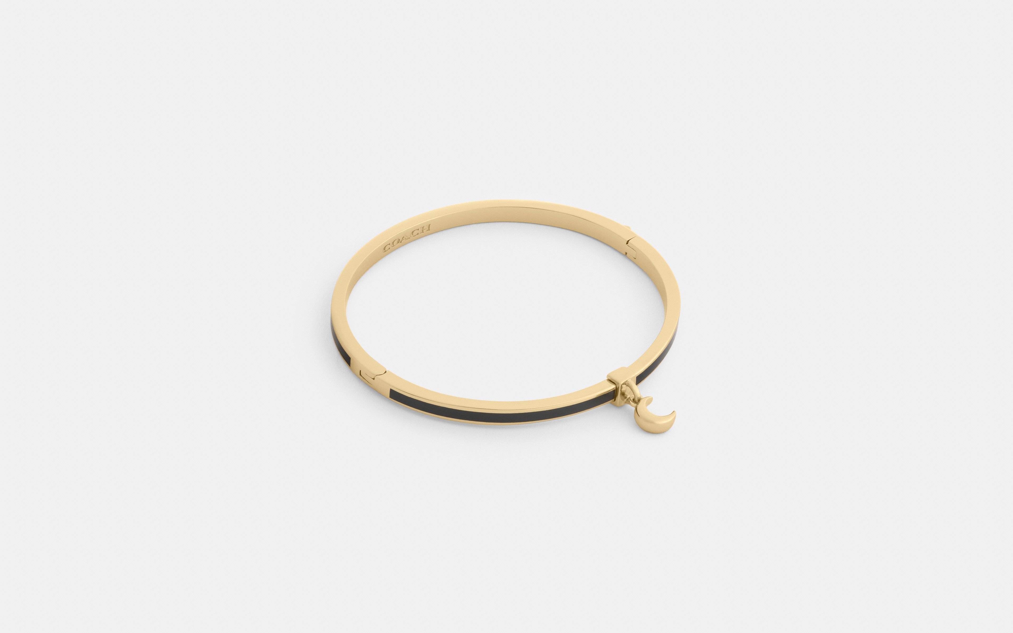 Moon Charm Enamel Thin Hinged Bangle