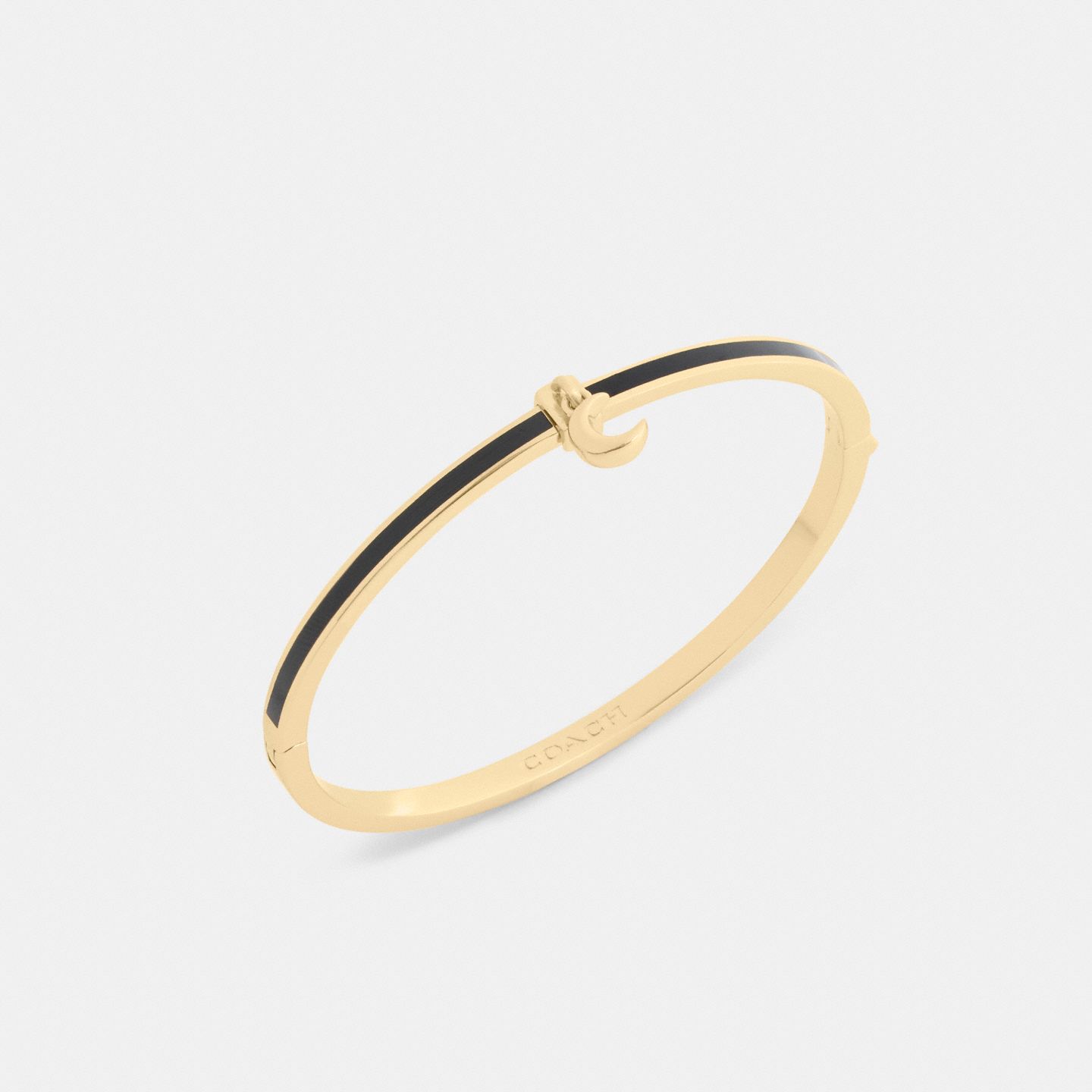 Женский браслет Coach Moon Charm Enamel Thin Hinged, цвет: Золотой / Чёрный — фото 2