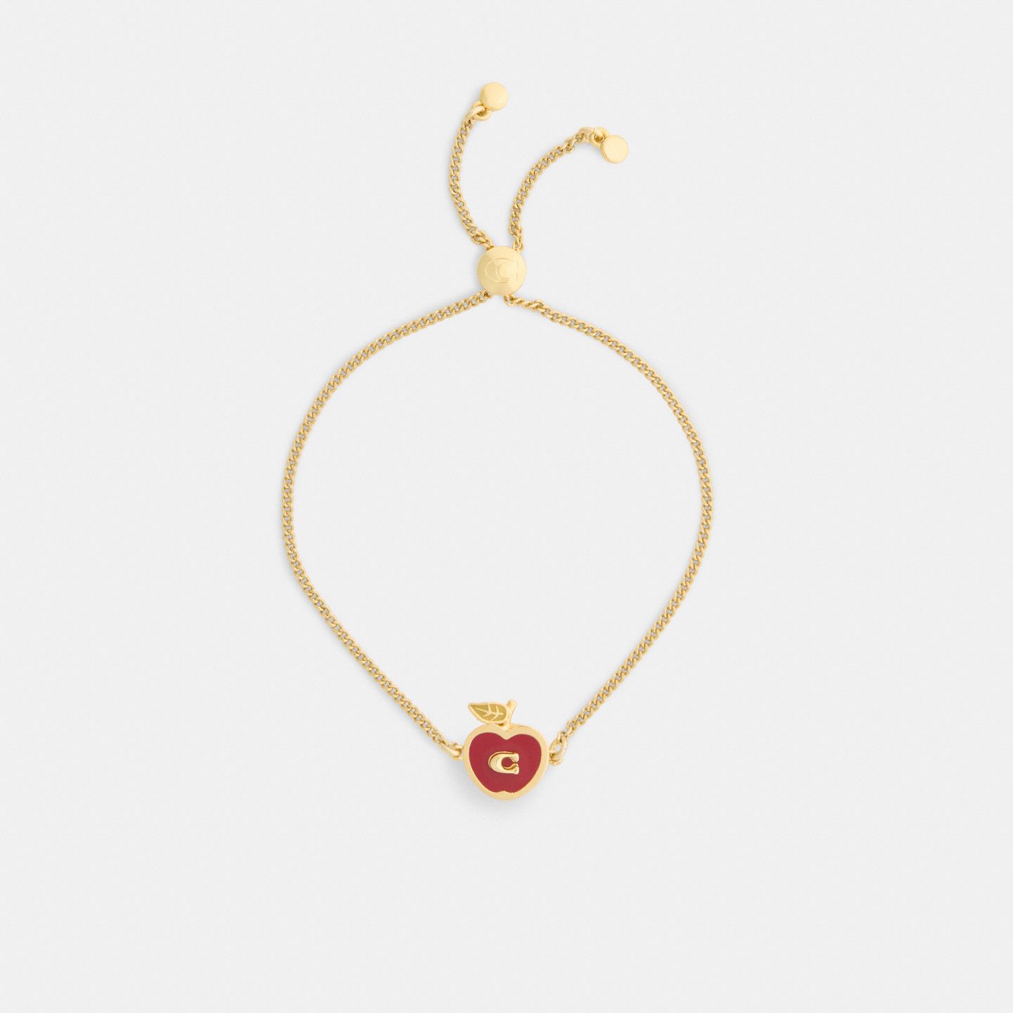 Браслет Coach Signature Apple Slider с яблоком, цвет: Золотой / Красный разноцветный — фото 2