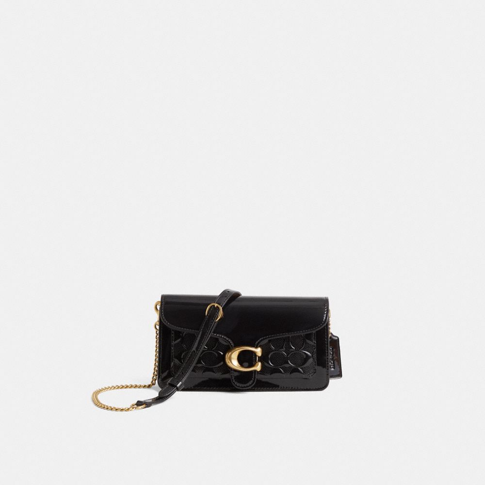 COACH®,Restored Tabby Chain Clutch In Signature Leather,Synthetic,Leather,Crossbody,Logo,Sustainable,Day Party,Black,Front View