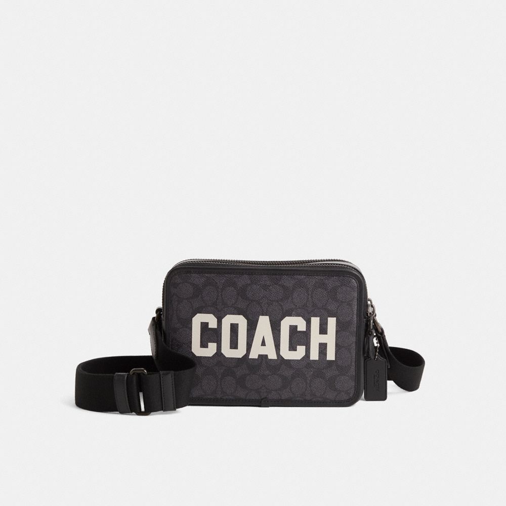 COACH®,Restored Charter Crossbody Bag 24 In Signature Canvas With Coach Graphic,,Front View
