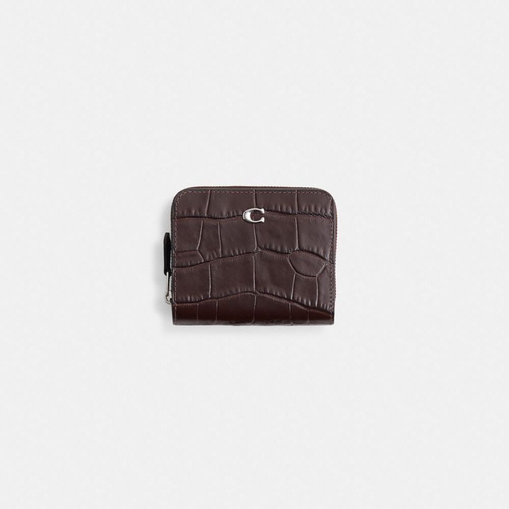 COACH®,Restored Essential Billfold Wallet,Leather,Bi Fold,Animal Skin Embossing,Logo,Sustainable,Casual,Brown,Front View