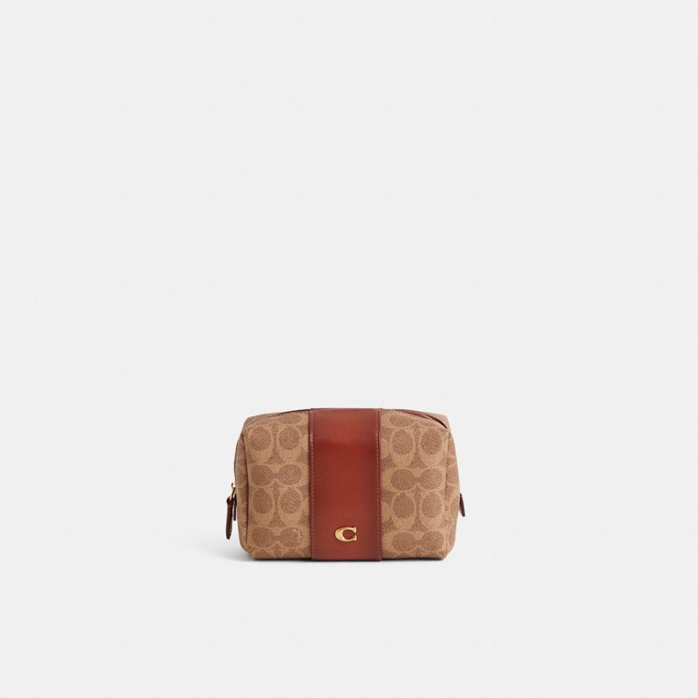 COACH®,Restored Essential Cosmetic Pouch In Signature Canvas,,Front View