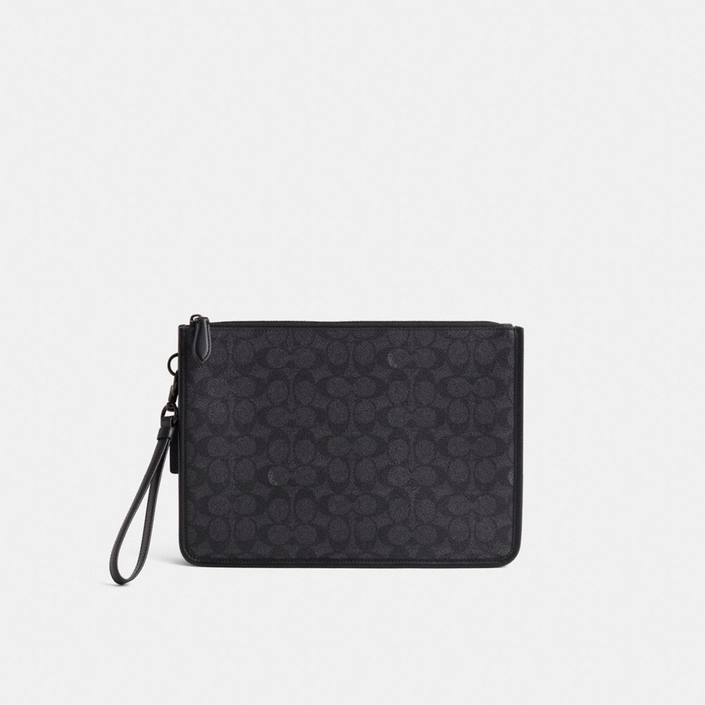 COACH®,Restored Charter Pouch In Signature Canvas,,Front View