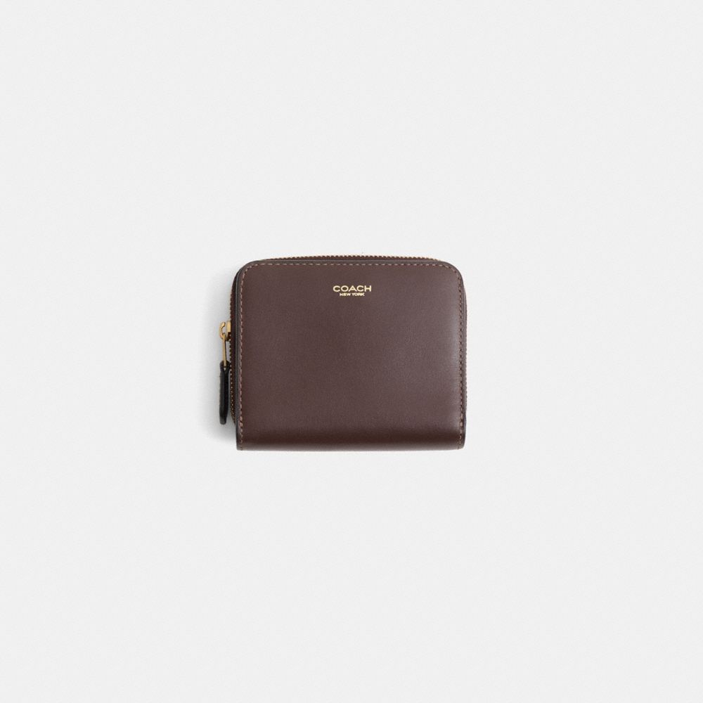COACH®,Restored New York Billfold Wallet,Calfskin Leather,Bi Fold,Metal Material,Logo,Sustainable,Casual,Brown,Front View