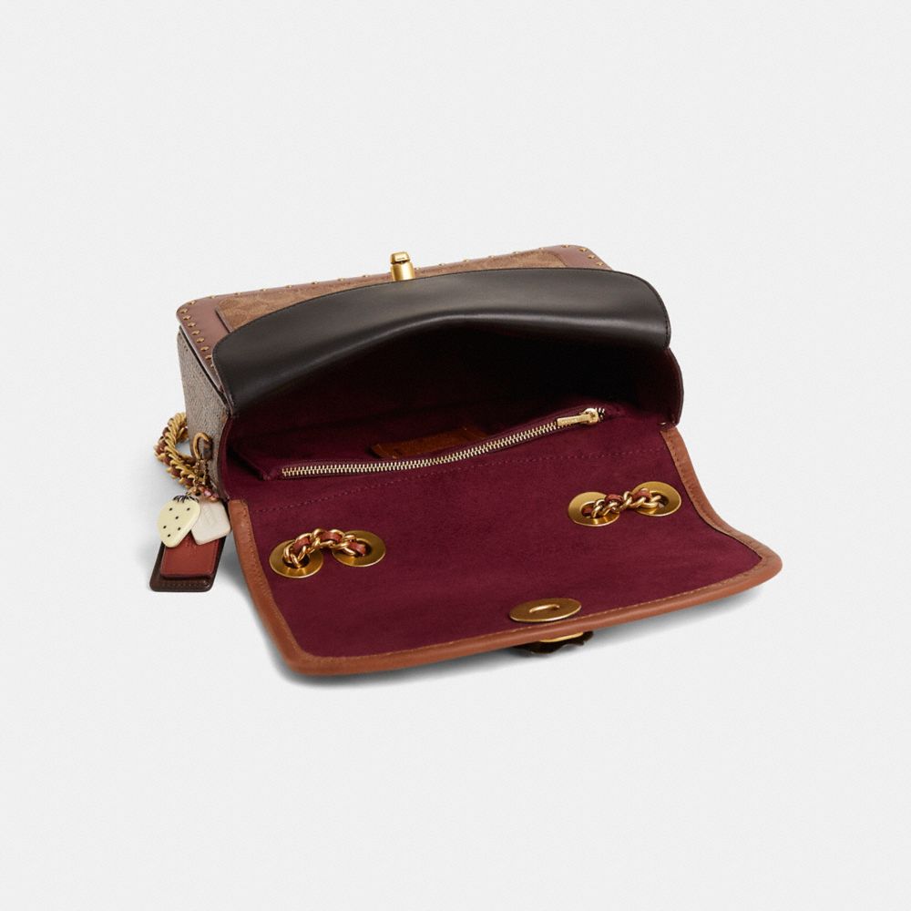 COACH®,Upcrafted Madison Shoulder Bag In Signature Canvas With Rivets And Snakeskin Detail,,Inside View,Top View