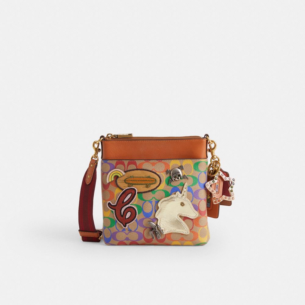 Upcrafted Kitt Messenger Crossbody Bag In Rainbow Signature Canvas