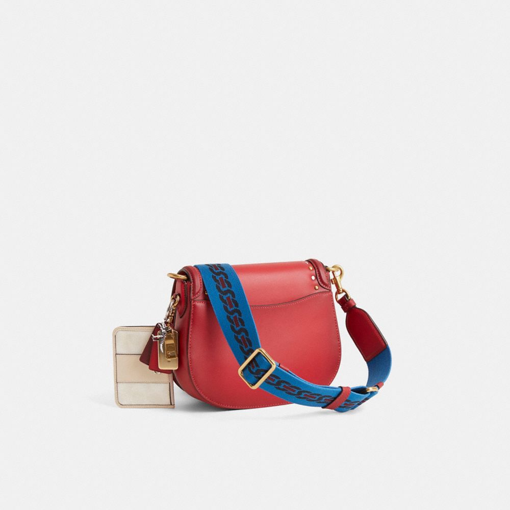 COACH®,Reloved Beat Saddle Bag,Red,Angle View